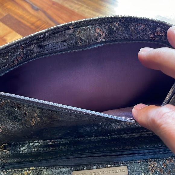 Inge Christopher Leather Metallic Snake Skin Embossed Clutch/Shoulder Bag. P25